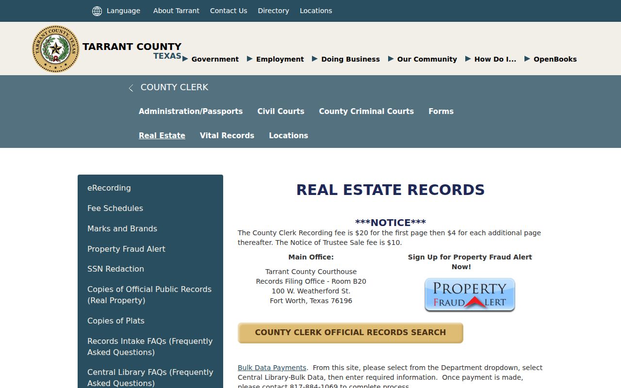 Grand Prairie previous residents deed research through Tarrant grantor grantee records